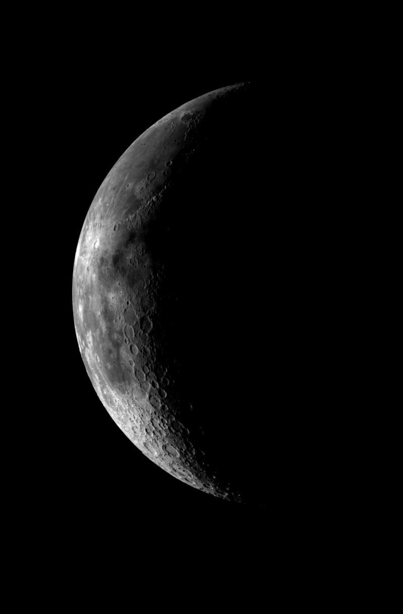 A crescent Moon photographed by NASA’s Galileo spacecraft